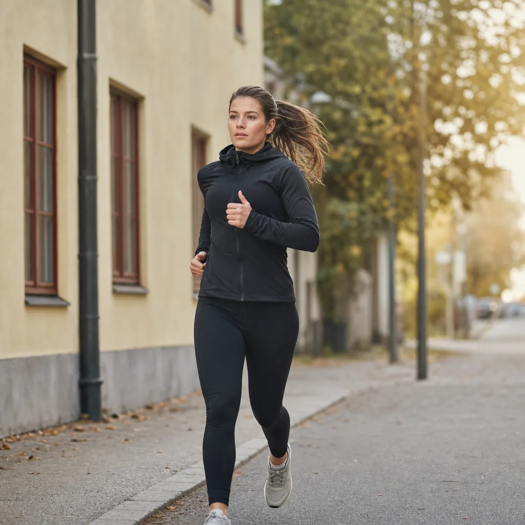 Löpare i beslutsamt tempo på en stadsgata